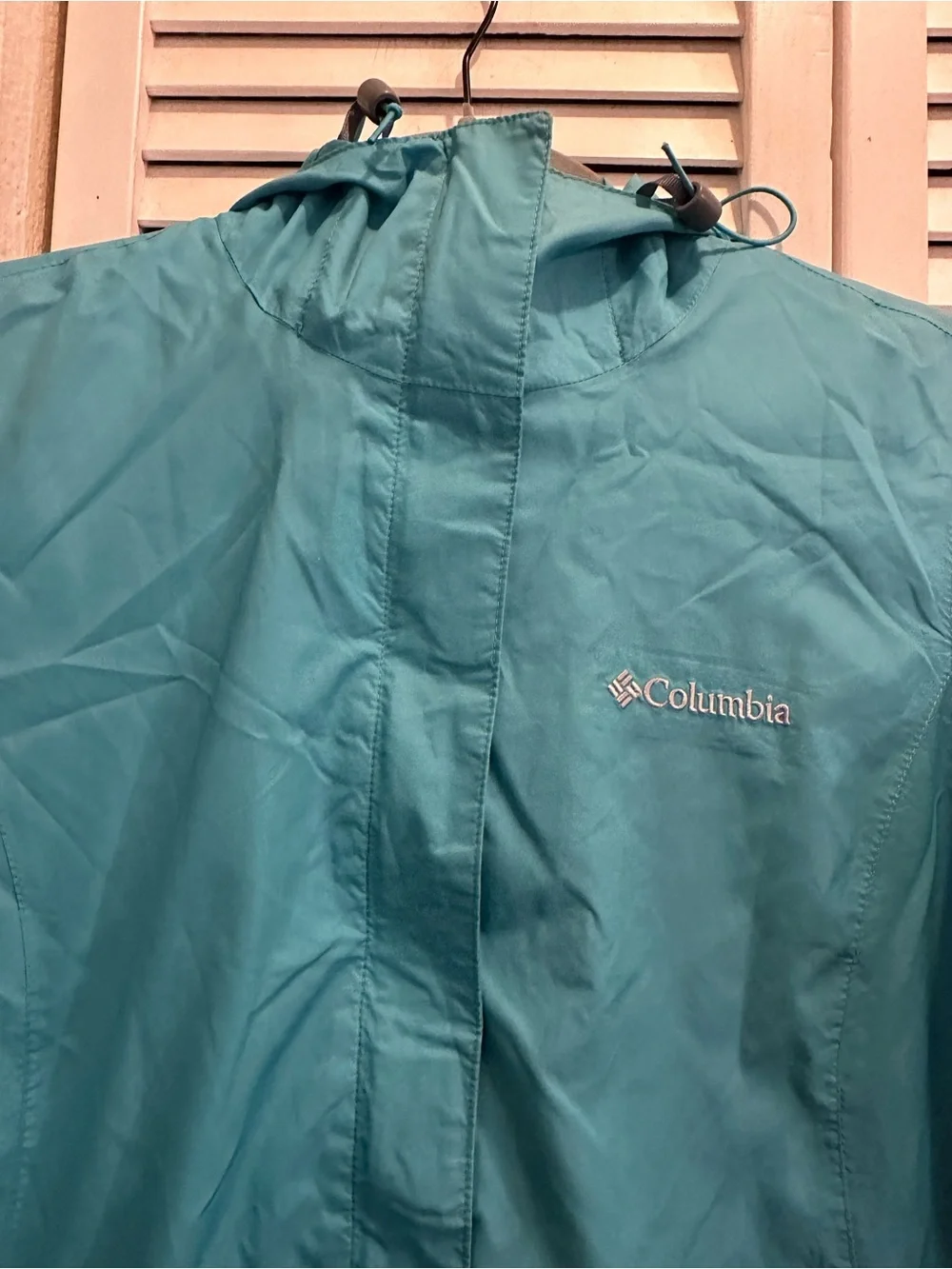 Columbia Girls' Teal Hooded Rain Jacket